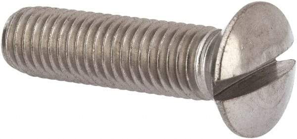 Value Collection - M10x1.50 Metric Coarse, 40mm OAL Slotted Drive Machine Screw - Oval Head, Grade 316 & A4 Stainless Steel, Uncoated, Without Washer - Exact Tool & Supply