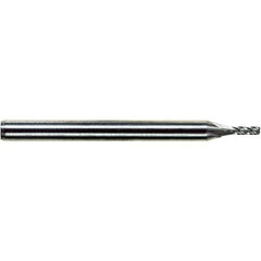 M.A. Ford - 3/64", 7/64" LOC, 1/8" Shank Diam, 1-1/2" OAL, 4 Flute, Solid Carbide Square End Mill - Single End, TiN Finish, Spiral Flute, 30° Helix, Centercutting, Right Hand Cut, Right Hand Flute - Exact Tool & Supply