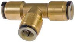 Watts - 3/4 x 1/2 x 1/2" Outside Diam, Lead Free Brass Push-to-Connect Tube Union Tee - 250 Max psi, Tube to Tube Connection, EPDM O-Ring, Lead-Free - Exact Tool & Supply
