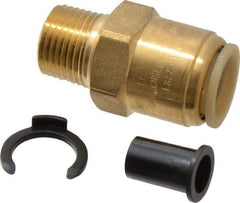 Watts - 1/2" Outside Diam, 1/2 NPT, Lead Free Brass Push-to-Connect Tube Male Connector - 250 Max psi, Tube to Male NPT Connection, EPDM O-Ring, Lead-Free - Exact Tool & Supply