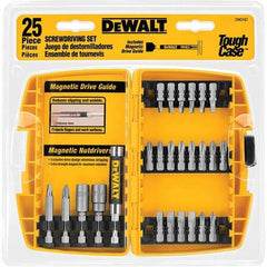 DeWALT - 25 Piece, Screwdriver Bit Set - SQ1, SQ2, SQ3, 1/4" Drive - Exact Tool & Supply