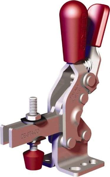 De-Sta-Co - 607 Lb Holding Capacity, Vertical Handle, Manual Hold Down Toggle Clamp - 57° Handle Movement, 75° Bar Opening, U-Bar, Flanged Base, Carbon Steel - Exact Tool & Supply