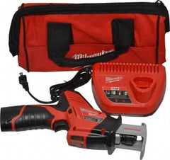 Milwaukee Tool - 12V, 0 to 3,000 SPM, Cordless Reciprocating Saw - 1/2" Stroke Length, 11" Saw Length, 1 Lithium-Ion Battery Included - Exact Tool & Supply