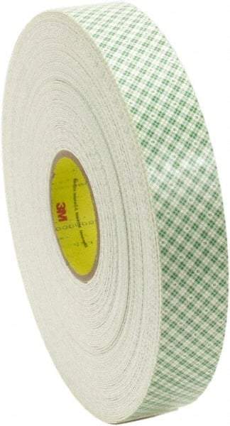 3M - 1/2" x 36 Yd Acrylic Adhesive Double Sided Tape - 62 mil Thick, Off-White, Foam Liner - Exact Tool & Supply