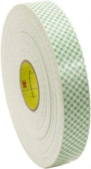 3M - 1/2" x 36 Yd Acrylic Adhesive Double Sided Tape - 62 mil Thick, Off-White, Foam Liner - Exact Tool & Supply