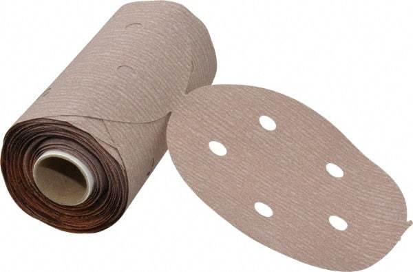 Norton - 5" Diam, 320 Grit Aluminum Oxide Adhesive PSA Disc - Very Fine Grade, Natural, B Weighted Backing, Flexible - Exact Tool & Supply