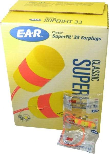 3M - Disposable, Corded, 33 dB, Barrel Earplugs - Yellow, 200 Pairs - Exact Tool & Supply