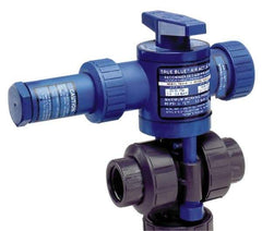 Plast-O-Matic - 1-1/4" Pipe, PVC Pneumatic Spring Return Actuated Ball Valve - Viton Seal, True Union End Connection - Exact Tool & Supply
