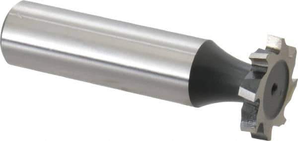 Interstate - 3/4" Diam x 1/8" Face Width, Cobalt, 10 Teeth, Shank Connection Woodruff Keyseat Cutter - Uncoated, 2-1/8" OAL x 1/2" Shank, Staggered Teeth, ANSI 406, Old Standard 7 - Exact Tool & Supply