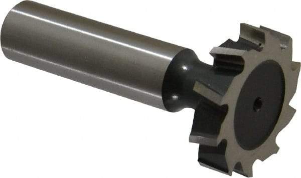 Interstate - 1-1/8" Diam x 1/4" Face Width, Cobalt, 12 Teeth, Shank Connection Woodruff Keyseat Cutter - Uncoated, 2-1/4" OAL x 1/2" Shank, Staggered Teeth, ANSI 809, Old Standard 18 - Exact Tool & Supply