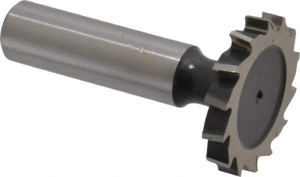 Interstate - 1-1/4" Diam x 3/16" Face Width, Cobalt, 14 Teeth, Shank Connection Woodruff Keyseat Cutter - Uncoated, 2-3/16" OAL x 1/2" Shank, Staggered Teeth, ANSI 610, Old Standard 19 - Exact Tool & Supply