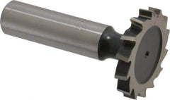 Interstate - 1-1/4" Diam x 3/16" Face Width, Cobalt, 14 Teeth, Shank Connection Woodruff Keyseat Cutter - Uncoated, 2-3/16" OAL x 1/2" Shank, Staggered Teeth, ANSI 610, Old Standard 19 - Exact Tool & Supply