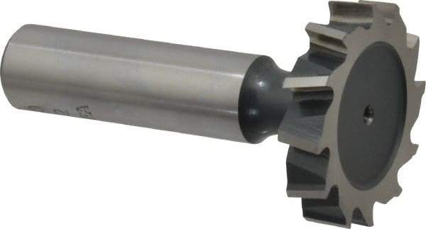 Interstate - 1-1/4" Diam x 1/4" Face Width, Cobalt, 14 Teeth, Shank Connection Woodruff Keyseat Cutter - Uncoated, 2-1/4" OAL x 1/2" Shank, Staggered Teeth, ANSI 810, Old Standard 21 - Exact Tool & Supply