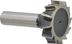 Interstate - 1-1/2" Diam x 3/8" Face Width, Cobalt, 16 Teeth, Shank Connection Woodruff Keyseat Cutter - Uncoated, 2-3/8" OAL x 1/2" Shank, Staggered Teeth, ANSI 1212, Old Standard G - Exact Tool & Supply