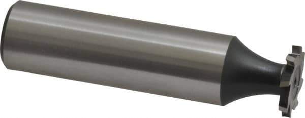 Interstate - 1/2" Diam x 1/16" Face Width, High Speed Steel, 8 Teeth, Shank Connection Woodruff Keyseat Cutter - Uncoated, 2-1/16" OAL x 1/2" Shank, Staggered Teeth, ANSI 204, Old Standard 1 - Exact Tool & Supply