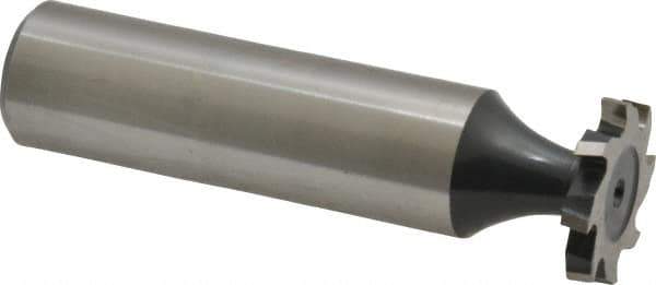 Interstate - 5/8" Diam x 3/32" Face Width, High Speed Steel, 8 Teeth, Shank Connection Woodruff Keyseat Cutter - Uncoated, 2-3/32" OAL x 1/2" Shank, Staggered Teeth, ANSI 305, Old Standard 4 - Exact Tool & Supply