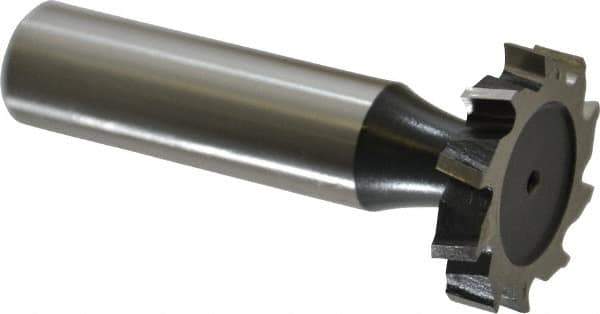 Interstate - 1" Diam x 3/16" Face Width, High Speed Steel, 12 Teeth, Shank Connection Woodruff Keyseat Cutter - Uncoated, 2-3/16" OAL x 1/2" Shank, Staggered Teeth, ANSI 608, Old Standard 13 - Exact Tool & Supply