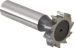 Interstate - 1" Diam x 7/32" Face Width, High Speed Steel, 12 Teeth, Shank Connection Woodruff Keyseat Cutter - Uncoated, 2-7/32" OAL x 1/2" Shank, Staggered Teeth, ANSI 708, Old Standard 14 - Exact Tool & Supply