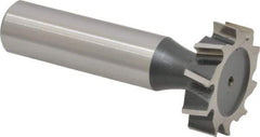 Interstate - 1" Diam x 1/4" Face Width, High Speed Steel, 12 Teeth, Shank Connection Woodruff Keyseat Cutter - Uncoated, 2-1/4" OAL x 1/2" Shank, Staggered Teeth, ANSI 808, Old Standard 15 - Exact Tool & Supply