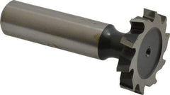 Interstate - 1-1/8" Diam x 3/16" Face Width, High Speed Steel, 12 Teeth, Shank Connection Woodruff Keyseat Cutter - Uncoated, 2-3/16" OAL x 1/2" Shank, Staggered Teeth, ANSI 609, Old Standard 16 - Exact Tool & Supply