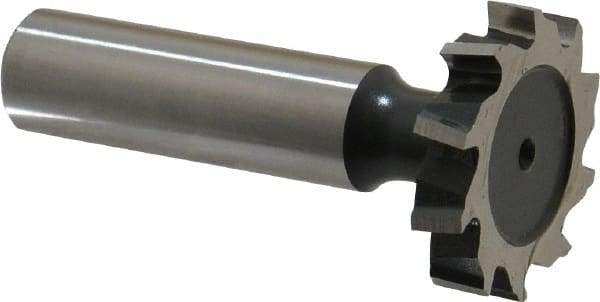 Interstate - 1-1/8" Diam x 7/32" Face Width, High Speed Steel, 12 Teeth, Shank Connection Woodruff Keyseat Cutter - Uncoated, 2-7/32" OAL x 1/2" Shank, Staggered Teeth, ANSI 709, Old Standard 17 - Exact Tool & Supply