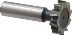 Interstate - 1-1/8" Diam x 1/4" Face Width, High Speed Steel, 12 Teeth, Shank Connection Woodruff Keyseat Cutter - Uncoated, 2-1/4" OAL x 1/2" Shank, Staggered Teeth, ANSI 809, Old Standard 18 - Exact Tool & Supply