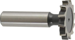 Interstate - 1-1/4" Diam x 3/16" Face Width, High Speed Steel, 14 Teeth, Shank Connection Woodruff Keyseat Cutter - Uncoated, 2-3/16" OAL x 1/2" Shank, Staggered Teeth, ANSI 610, Old Standard 19 - Exact Tool & Supply