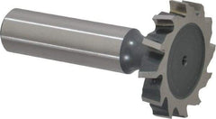Interstate - 1-1/4" Diam x 7/32" Face Width, High Speed Steel, 14 Teeth, Shank Connection Woodruff Keyseat Cutter - Uncoated, 2-7/32" OAL x 1/2" Shank, Staggered Teeth, ANSI 710, Old Standard 20 - Exact Tool & Supply