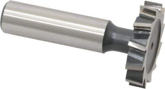 Interstate - 1-1/4" Diam x 1/4" Face Width, High Speed Steel, 14 Teeth, Shank Connection Woodruff Keyseat Cutter - Uncoated, 2-1/4" OAL x 1/2" Shank, Staggered Teeth, ANSI 810, Old Standard 21 - Exact Tool & Supply