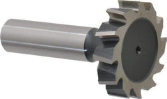 Interstate - 1-3/8" Diam x 5/16" Face Width, High Speed Steel, 14 Teeth, Shank Connection Woodruff Keyseat Cutter - Uncoated, 2-5/16" OAL x 1/2" Shank, Staggered Teeth, ANSI 1011, Old Standard 23 - Exact Tool & Supply