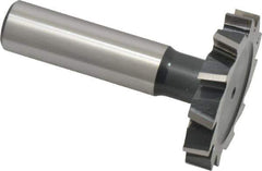 Interstate - 1-1/2" Diam x 1/4" Face Width, High Speed Steel, 16 Teeth, Shank Connection Woodruff Keyseat Cutter - Uncoated, 2-1/4" OAL x 1/2" Shank, Staggered Teeth, ANSI 812, Old Standard 24 - Exact Tool & Supply