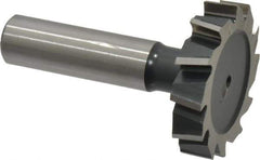 Interstate - 1-1/2" Diam x 5/16" Face Width, High Speed Steel, 12 Teeth, Shank Connection Woodruff Keyseat Cutter - Uncoated, 2-5/16" OAL x 1/2" Shank, Staggered Teeth, ANSI 1012, Old Standard 25 - Exact Tool & Supply