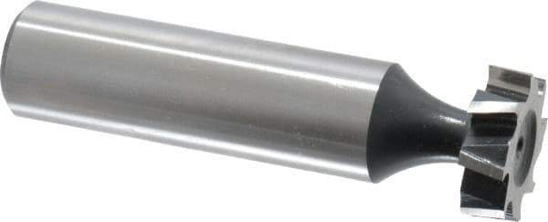 Interstate - 5/8" Diam x 3/16" Face Width, High Speed Steel, 8 Teeth, Shank Connection Woodruff Keyseat Cutter - Uncoated, 2-3/16" OAL x 1/2" Shank, Staggered Teeth, ANSI 605, Old Standard 61 - Exact Tool & Supply