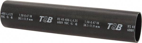 Thomas & Betts - 8" Long, 3:1, Polyolefin Heat Shrink Electrical Tubing - Black - Exact Tool & Supply
