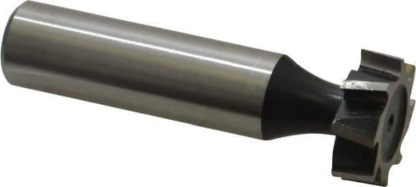 Interstate - 3/4" Diam x 1/4" Face Width, High Speed Steel, 10 Teeth, Shank Connection Woodruff Keyseat Cutter - Uncoated, 2-1/4" OAL x 1/2" Shank, Staggered Teeth, ANSI 806, Old Standard 91 - Exact Tool & Supply