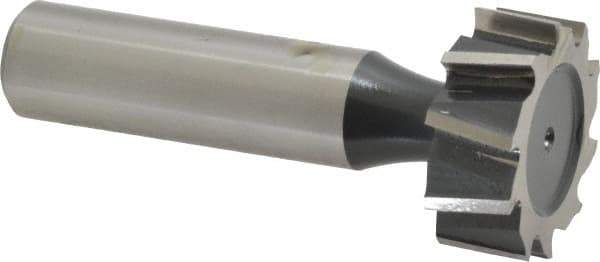 Interstate - 1" Diam x 3/8" Face Width, High Speed Steel, 10 Teeth, Shank Connection Woodruff Keyseat Cutter - Uncoated, 2-3/8" OAL x 1/2" Shank, Staggered Teeth, ANSI 1208, Old Standard 152 - Exact Tool & Supply