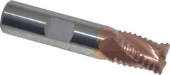 Accupro - 1/2" Diam, Coarse Pitch, 5/8" LOC, 4 Flute Solid Carbide Roughing Square End Mill - TiCN Finish, 2-1/2" OAL, 1/2" Shank Diam, Single End, Centercutting, 30° Helix - Exact Tool & Supply