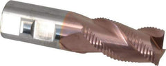 Accupro - 1" Diam, Coarse Pitch, 1-3/4" LOC, 3 Flute Solid Carbide Roughing Square End Mill - TiCN Finish, 4" OAL, 1" Shank Diam, Single End, Centercutting, 30° Helix - Exact Tool & Supply