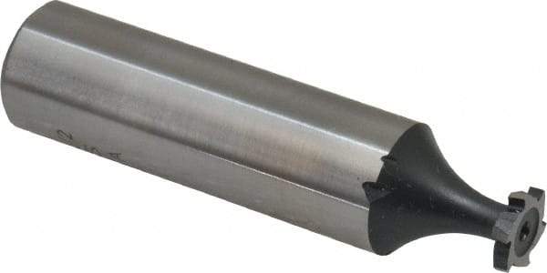 Interstate - 5/16" Diam x 1/16" Face Width, High Speed Steel, 6 Teeth, Shank Connection Woodruff Keyseat Cutter - Uncoated, 2-1/16" OAL x 1/2" Shank, Staggered Teeth, ANSI 202-1/2, Old Standard 206 - Exact Tool & Supply