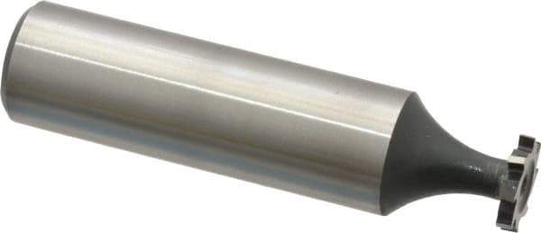 Interstate - 3/8" Diam x 1/16" Face Width, High Speed Steel, 6 Teeth, Shank Connection Woodruff Keyseat Cutter - Uncoated, 2-1/16" OAL x 1/2" Shank, Staggered Teeth, ANSI 203, Old Standard 211 - Exact Tool & Supply