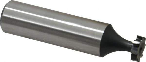 Interstate - 3/8" Diam x 3/32" Face Width, High Speed Steel, 6 Teeth, Shank Connection Woodruff Keyseat Cutter - Uncoated, 2-3/32" OAL x 1/2" Shank, Staggered Teeth, ANSI 303, Old Standard 212 - Exact Tool & Supply