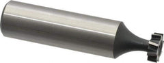 Interstate - 3/8" Diam x 1/8" Face Width, High Speed Steel, 6 Teeth, Shank Connection Woodruff Keyseat Cutter - Uncoated, 2-1/8" OAL x 1/2" Shank, Staggered Teeth, ANSI 403, Old Standard 213 - Exact Tool & Supply