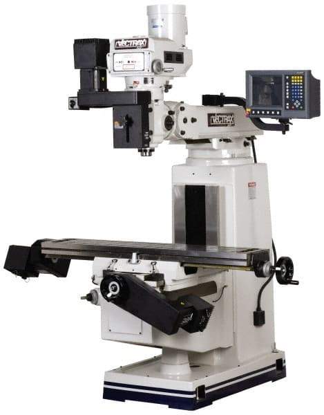 Vectrax - 54" Long x 10" Wide, 3 Phase Acurite Millpower CNC Milling Machine - Variable Speed Pulley Control, R8 Taper, 5 hp - Exact Tool & Supply
