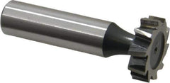 Interstate - 7/8" Diam x 1/4" Face Width, High Speed Steel, 10 Teeth, Shank Connection Woodruff Keyseat Cutter - Uncoated, 2-1/4" OAL x 1/2" Shank, Staggered Teeth, ANSI 807, Old Standard A - Exact Tool & Supply