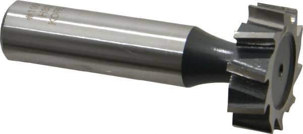 Interstate - 1" Diam x 5/16" Face Width, High Speed Steel, 12 Teeth, Shank Connection Woodruff Keyseat Cutter - Uncoated, 2-5/16" OAL x 1/2" Shank, Staggered Teeth, ANSI 1008, Old Standard B - Exact Tool & Supply