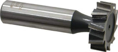 Interstate - 1" Diam x 5/16" Face Width, High Speed Steel, 12 Teeth, Shank Connection Woodruff Keyseat Cutter - Uncoated, 2-5/16" OAL x 1/2" Shank, Staggered Teeth, ANSI 1008, Old Standard B - Exact Tool & Supply