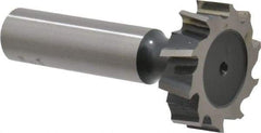 Interstate - 1-1/8" Diam x 5/16" Face Width, High Speed Steel, 12 Teeth, Shank Connection Woodruff Keyseat Cutter - Uncoated, 2-5/16" OAL x 1/2" Shank, Staggered Teeth, ANSI 1009, Old Standard C - Exact Tool & Supply
