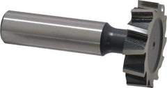 Interstate - 1-1/4" Diam x 5/16" Face Width, High Speed Steel, 14 Teeth, Shank Connection Woodruff Keyseat Cutter - Uncoated, 2-5/16" OAL x 1/2" Shank, Staggered Teeth, ANSI 1010, Old Standard D - Exact Tool & Supply