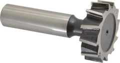Interstate - 1-1/4" Diam x 3/8" Face Width, High Speed Steel, 14 Teeth, Shank Connection Woodruff Keyseat Cutter - Uncoated, 2-3/8" OAL x 1/2" Shank, Staggered Teeth, ANSI 1210, Old Standard E - Exact Tool & Supply