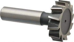 Interstate - 1-3/8" Diam x 3/8" Face Width, High Speed Steel, 14 Teeth, Shank Connection Woodruff Keyseat Cutter - Uncoated, 2-3/8" OAL x 1/2" Shank, Staggered Teeth, ANSI 1211, Old Standard F - Exact Tool & Supply